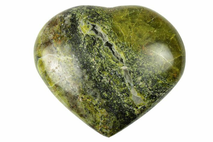 Polished Green Pistachio Opal Heart - Madagascar #249536